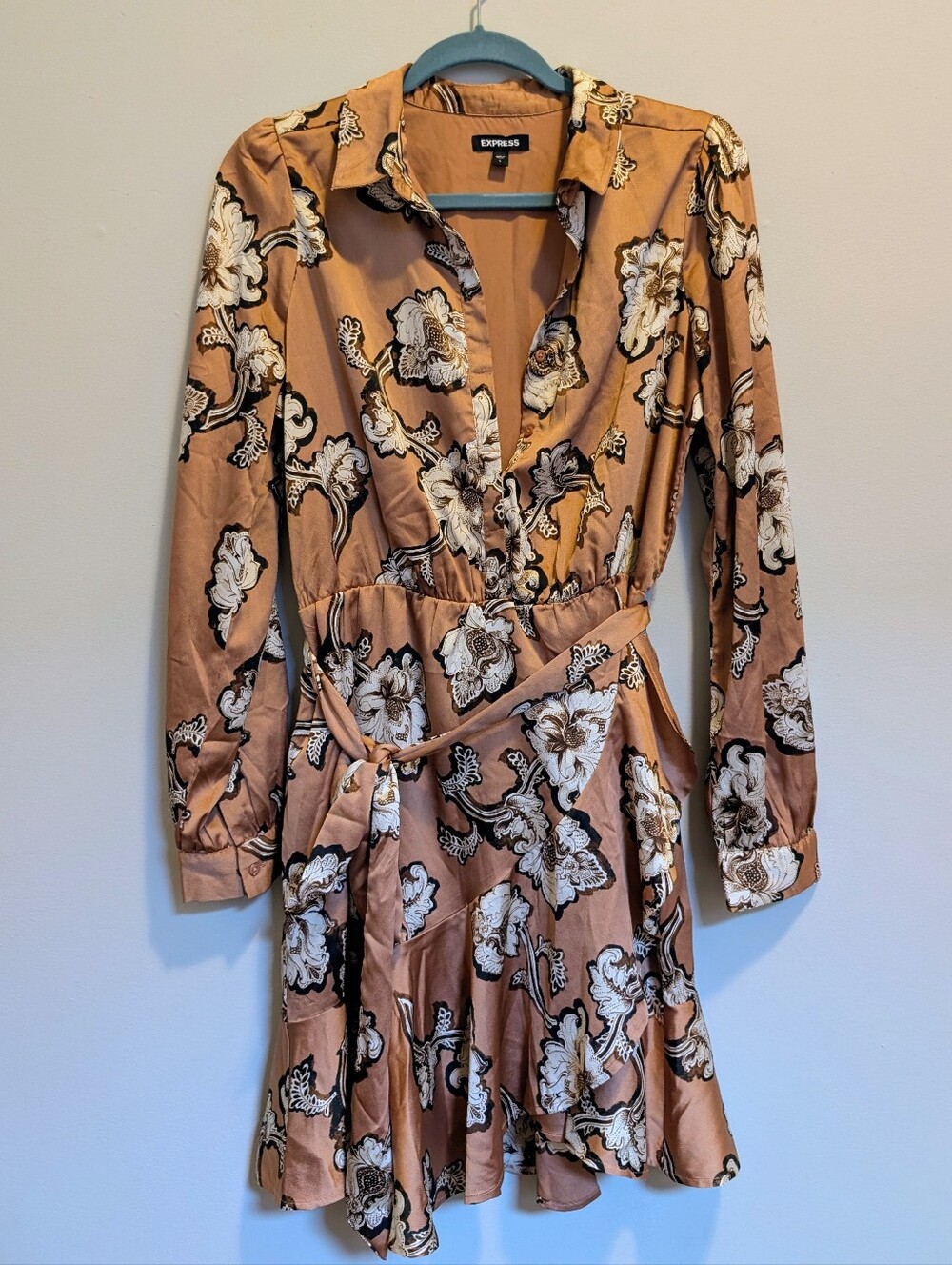 Floral Wrap Dress with Long Sleeves